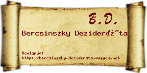 Bercsinszky Dezideráta névjegykártya